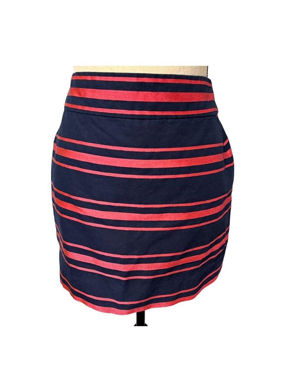 J. Crew Pink & Blue Striped Short Pencil Skirt - Size 4